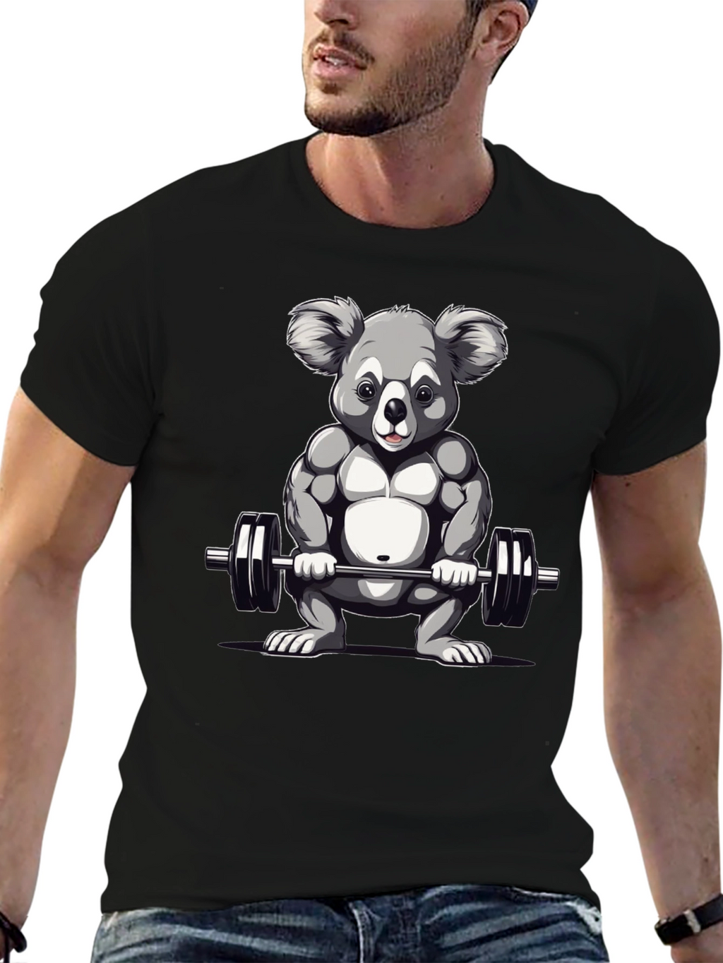 Koala Weightlifter Graphic Tee - Black