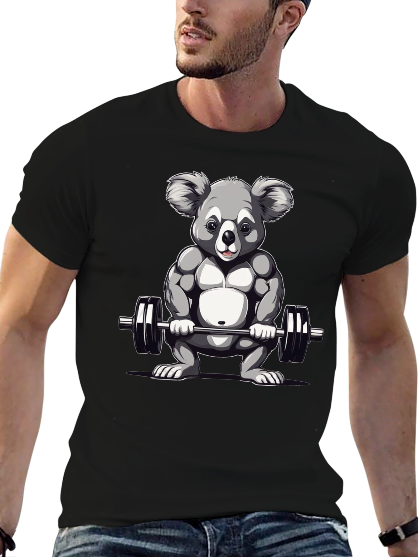 Koala Weightlifter Graphic Tee - Black