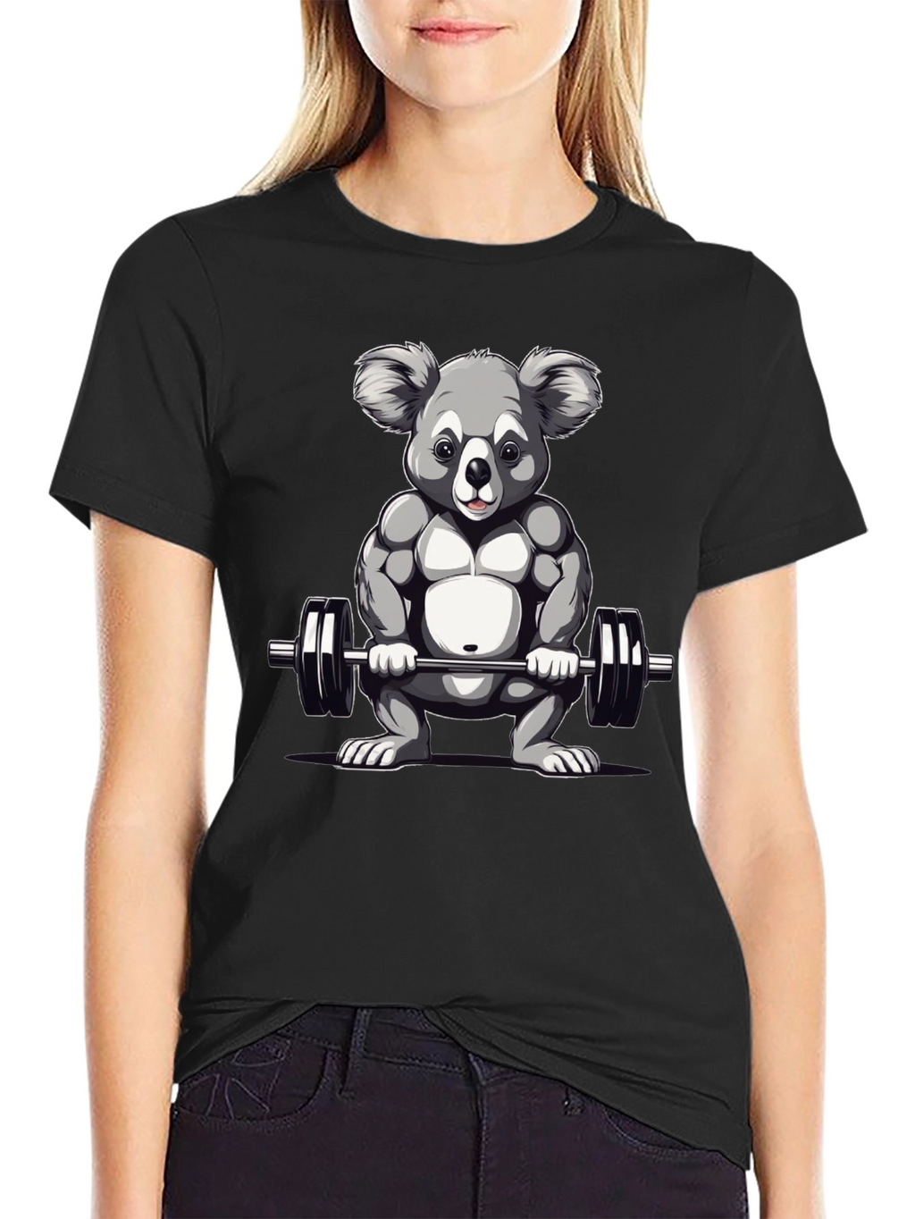 Koala Weightlifter Graphic Tee - Black
