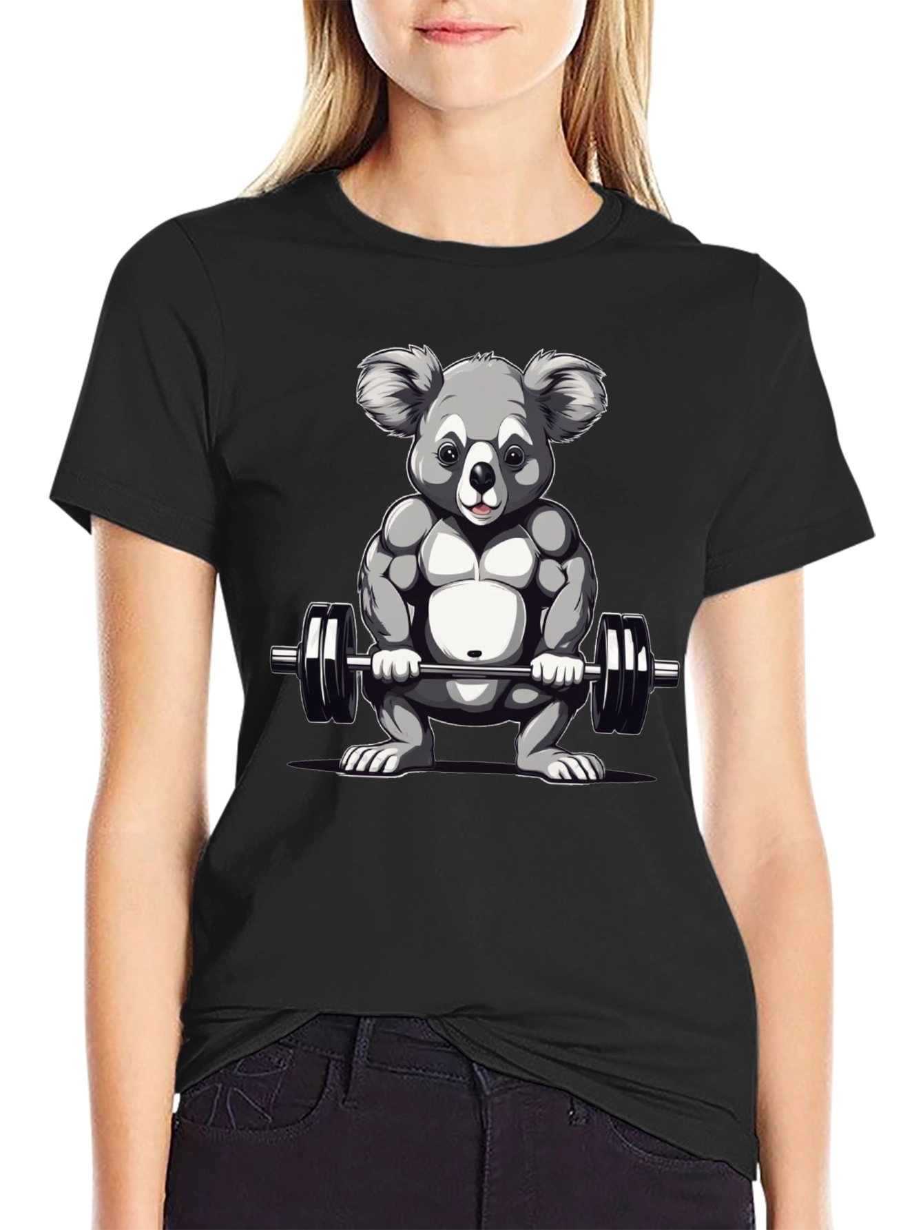 Koala Weightlifter Graphic Tee - Black