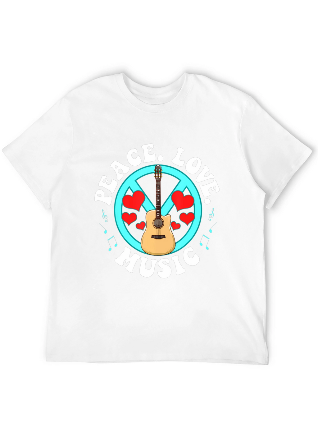 Peace Love Music T-Shirt - Guitar Graphic Tee