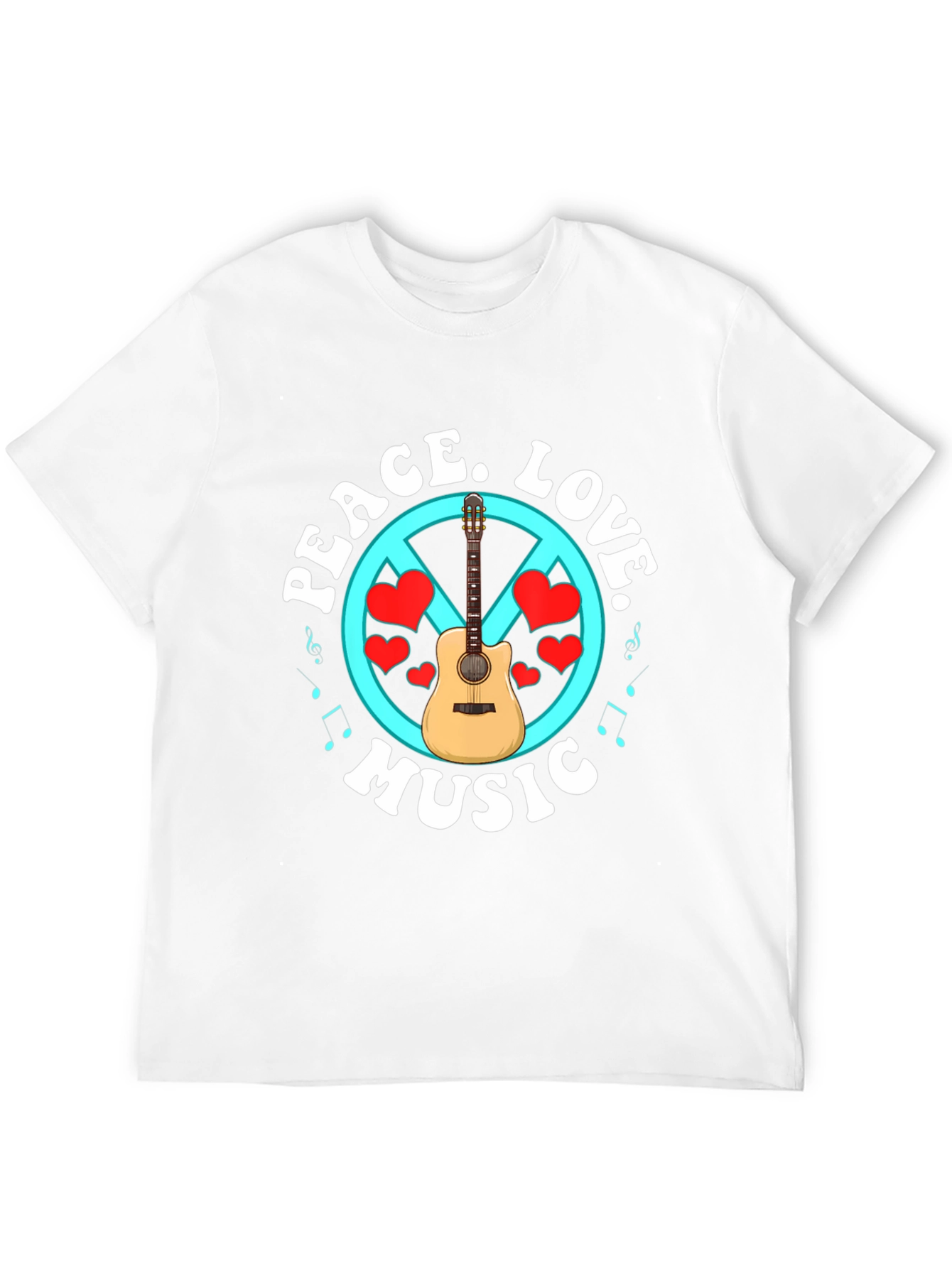Peace Love Music T-Shirt - Guitar Graphic Tee