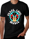 Peace Love Music T-Shirt - Guitar Graphic Tee