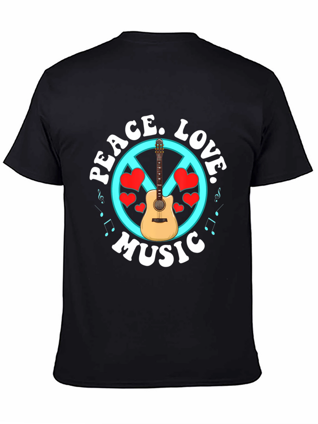 Peace Love Music T-Shirt - Guitar Graphic Tee