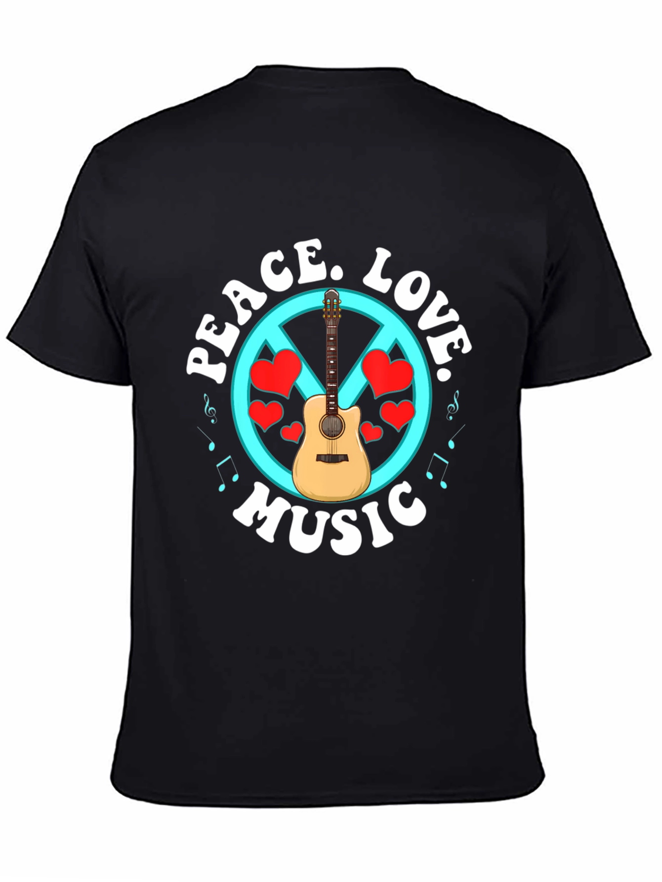 Peace Love Music T-Shirt - Guitar Graphic Tee