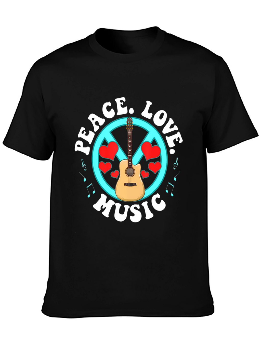 Peace Love Music T-Shirt - Guitar Graphic Tee