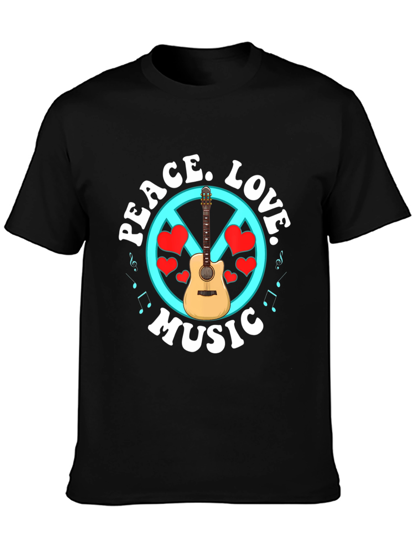 Peace Love Music T-Shirt - Guitar Graphic Tee