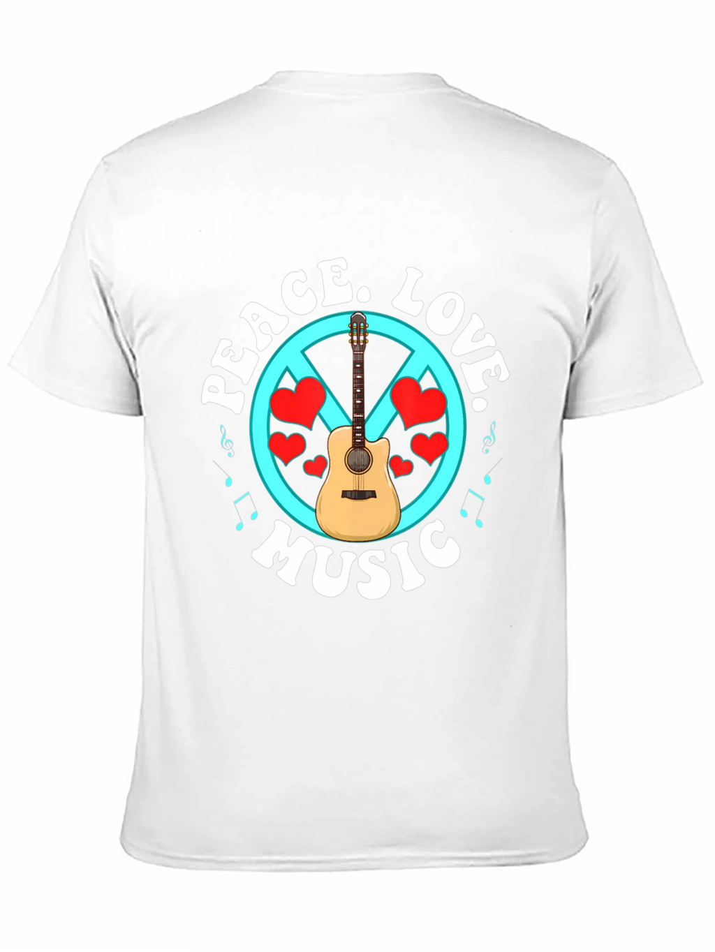Peace Love Music T-Shirt - Guitar Graphic Tee