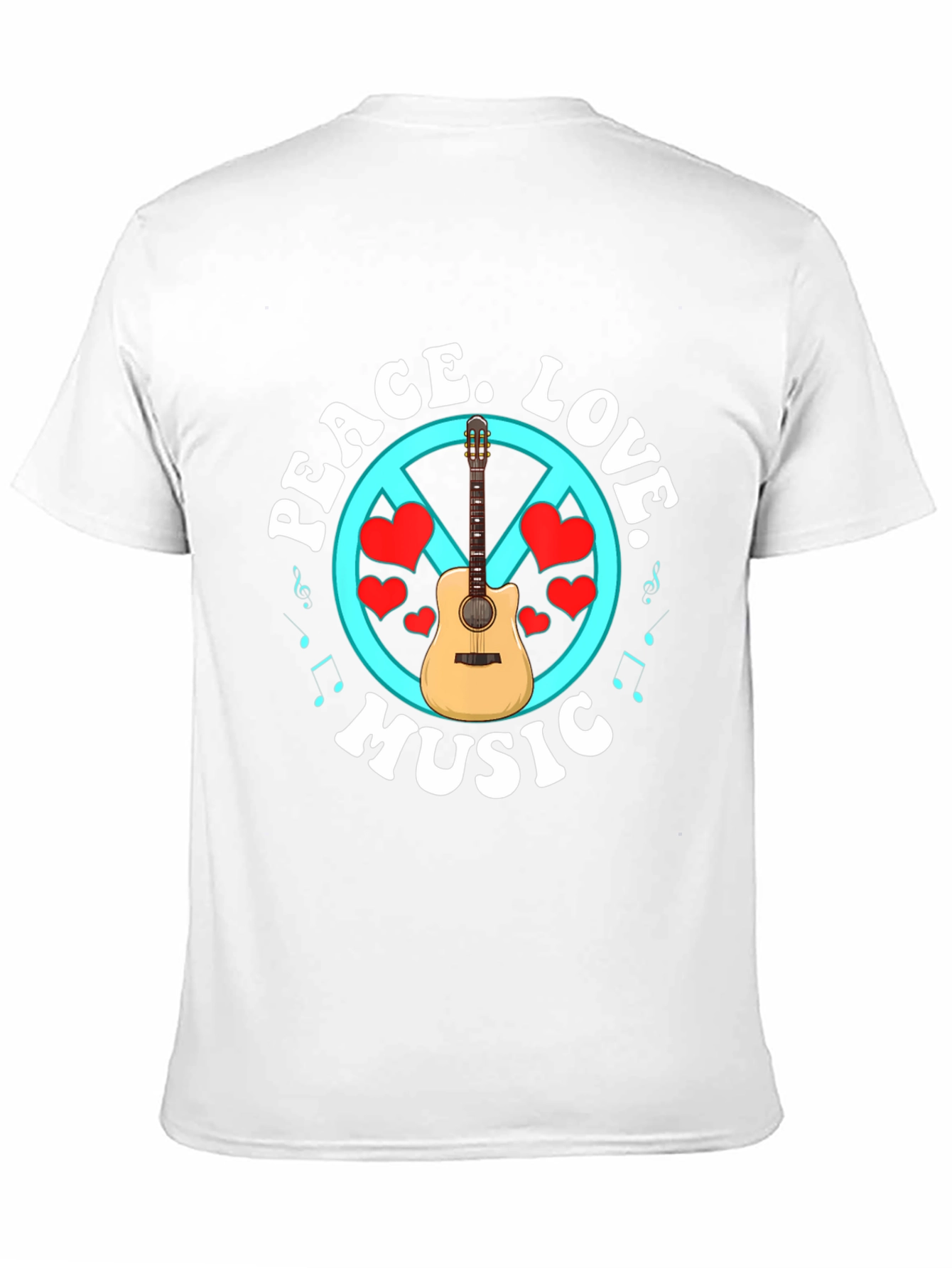 Peace Love Music T-Shirt - Guitar Graphic Tee