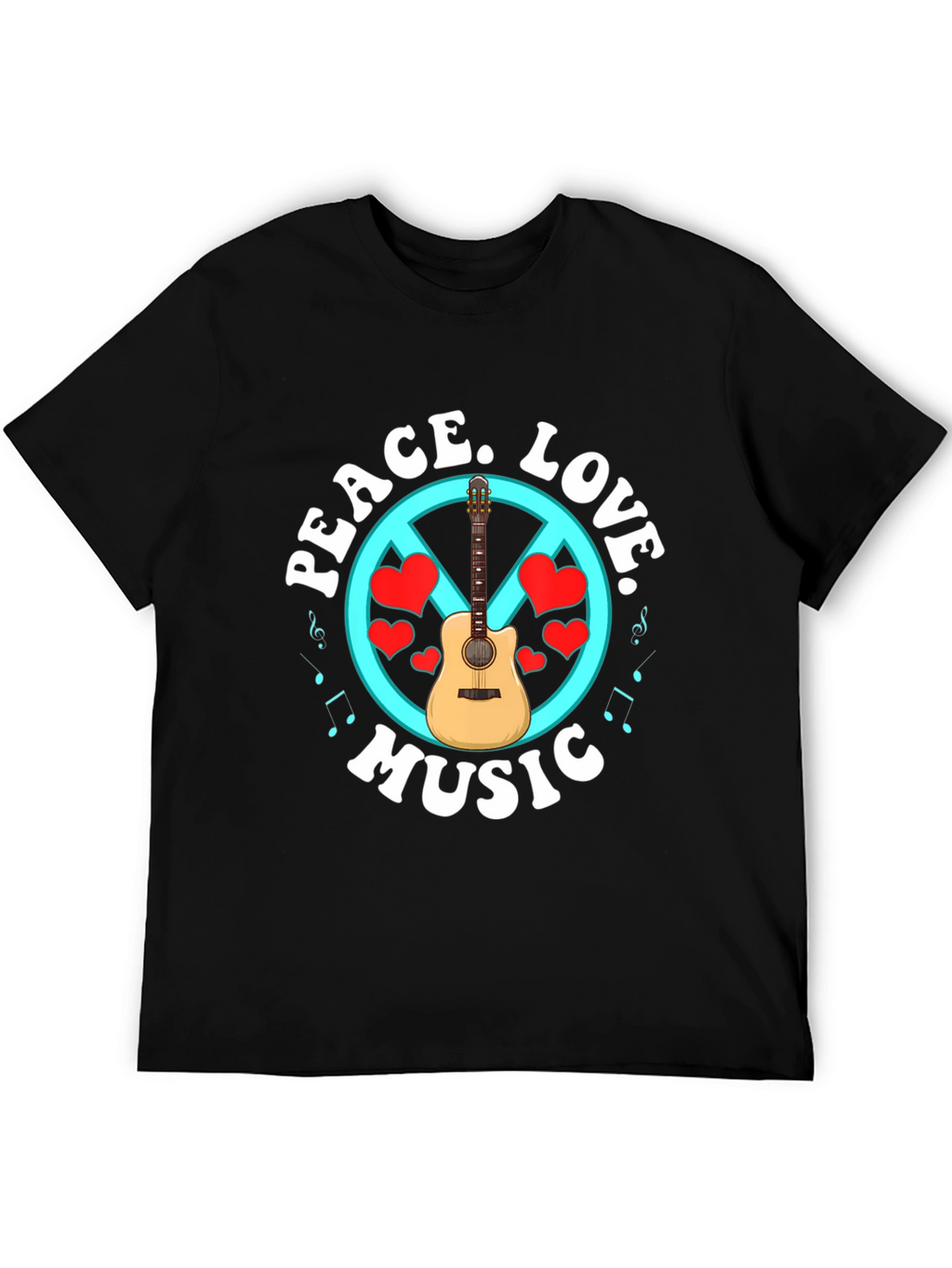 Peace Love Music T-Shirt - Guitar Graphic Tee