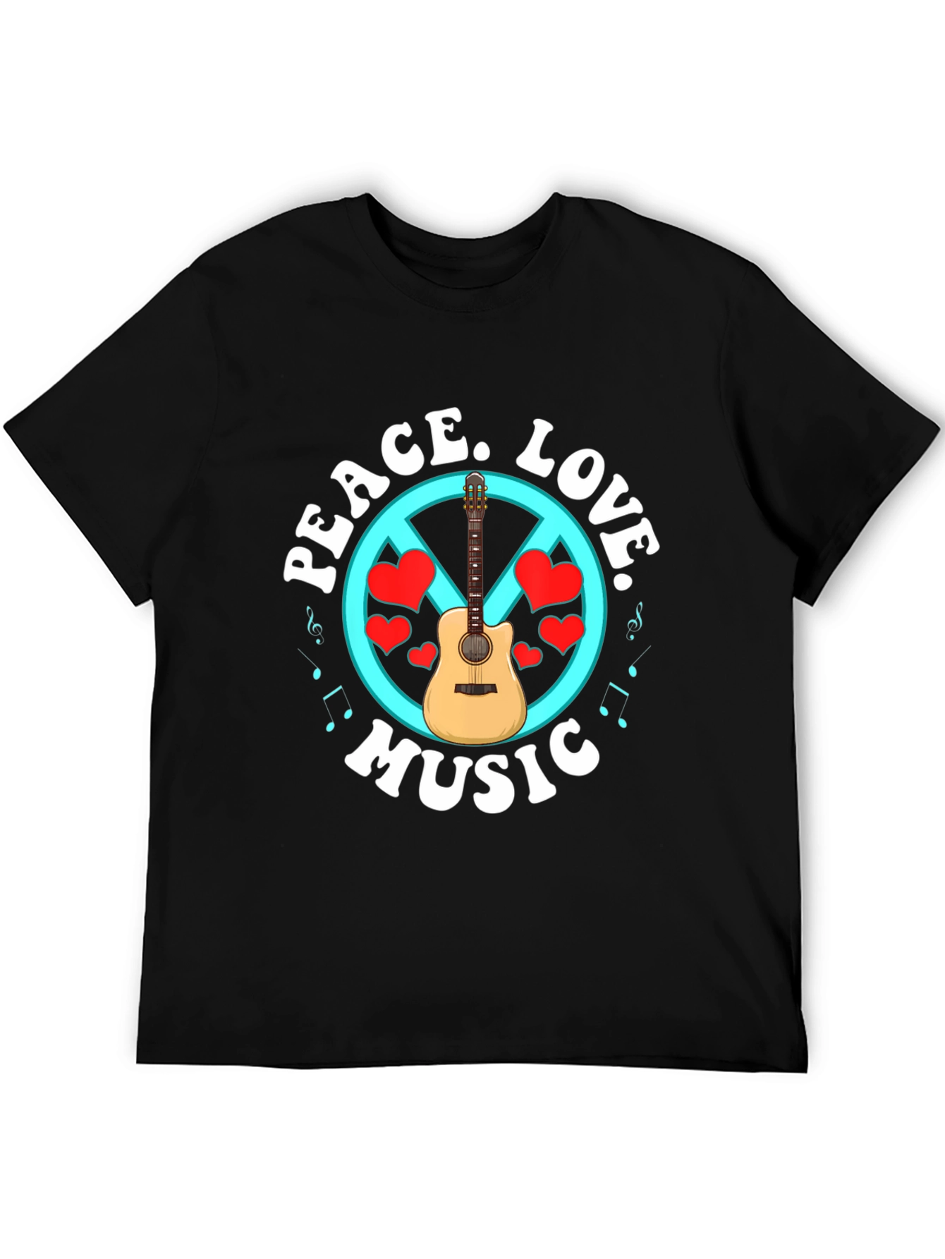 Peace Love Music T-Shirt - Guitar Graphic Tee