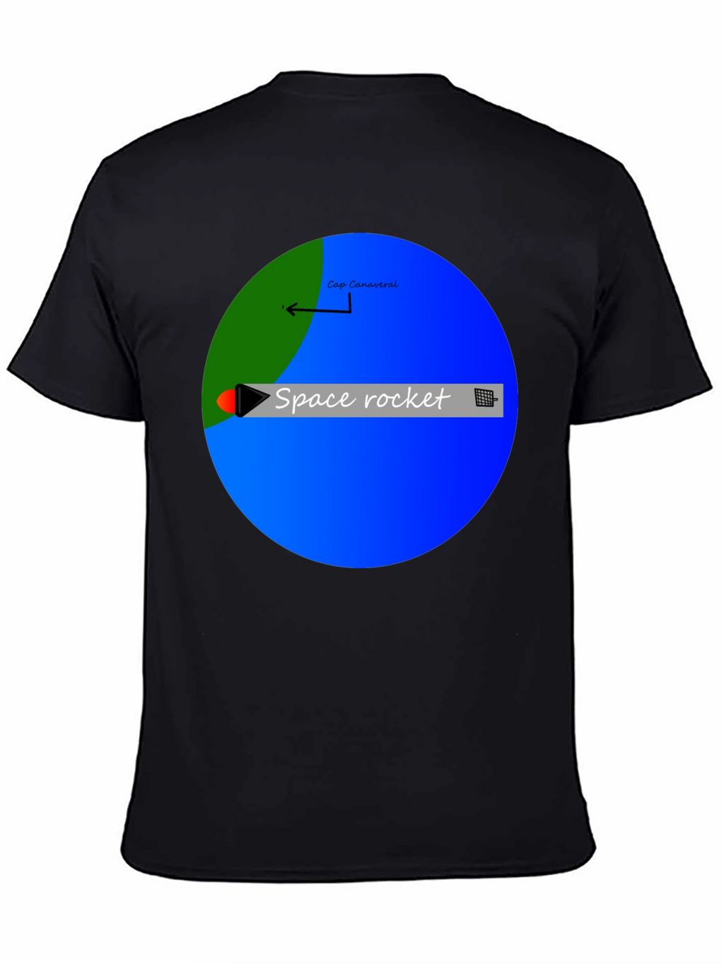 Space Rocket Graphic Black T-Shirt