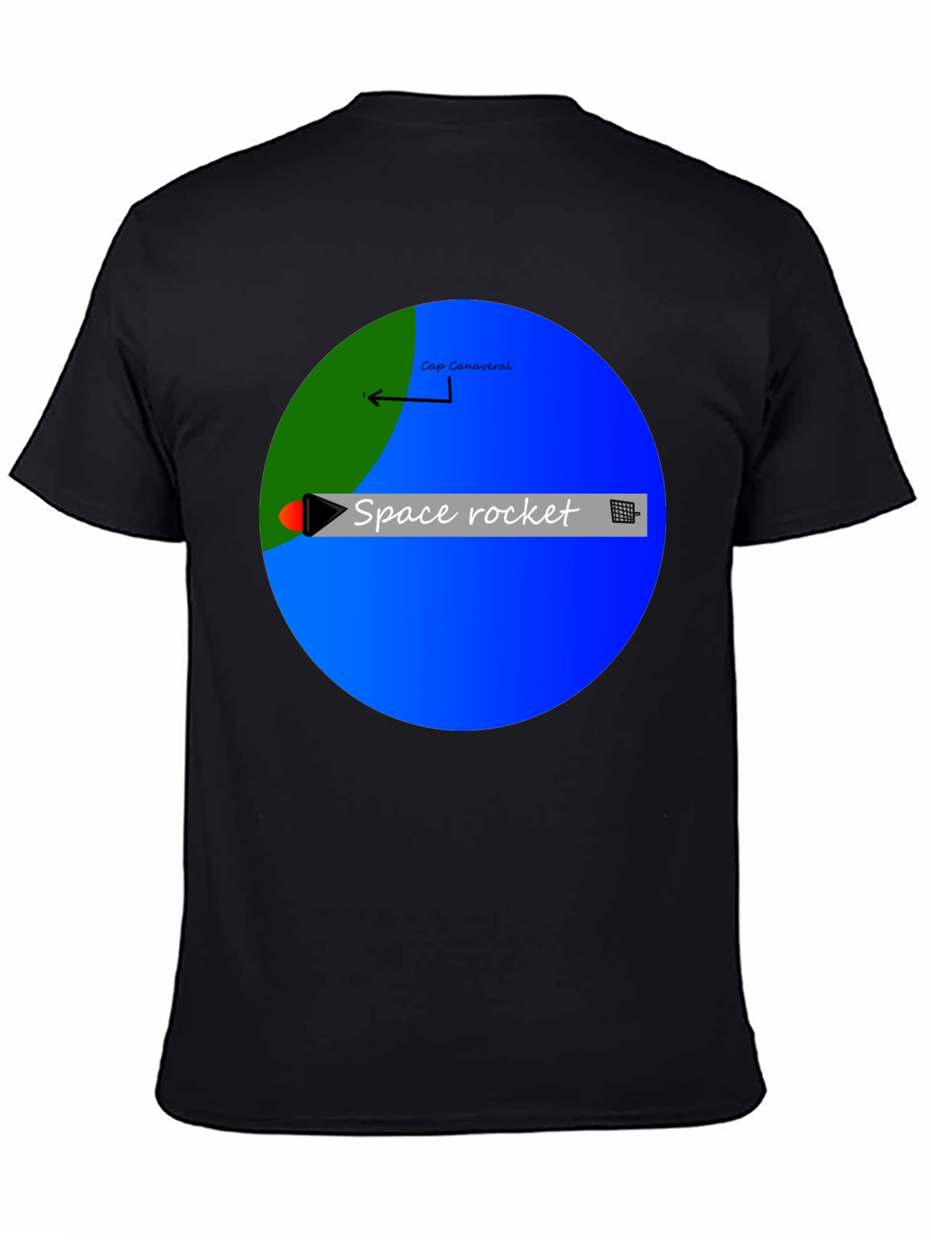 Space Rocket Graphic Black T-Shirt