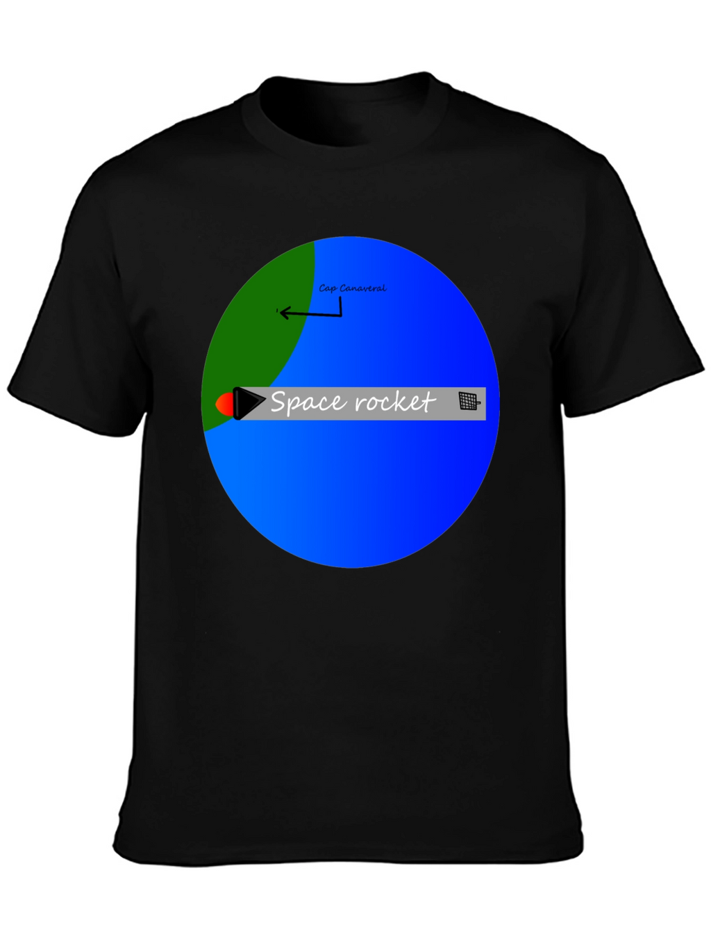 Space Rocket Graphic Black T-Shirt