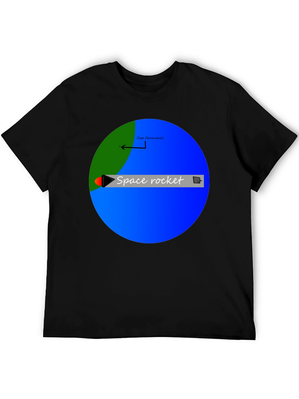 Space Rocket Graphic Black T-Shirt