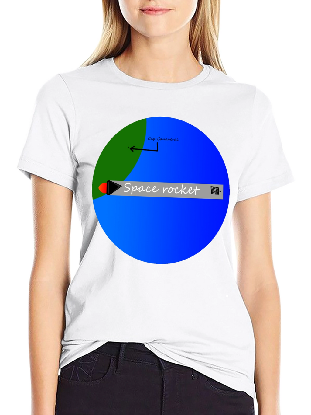 Space Rocket Graphic Black T-Shirt