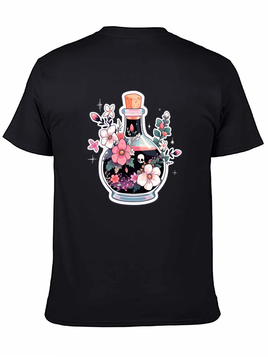 Skull Potion Floral Black T-Shirt
