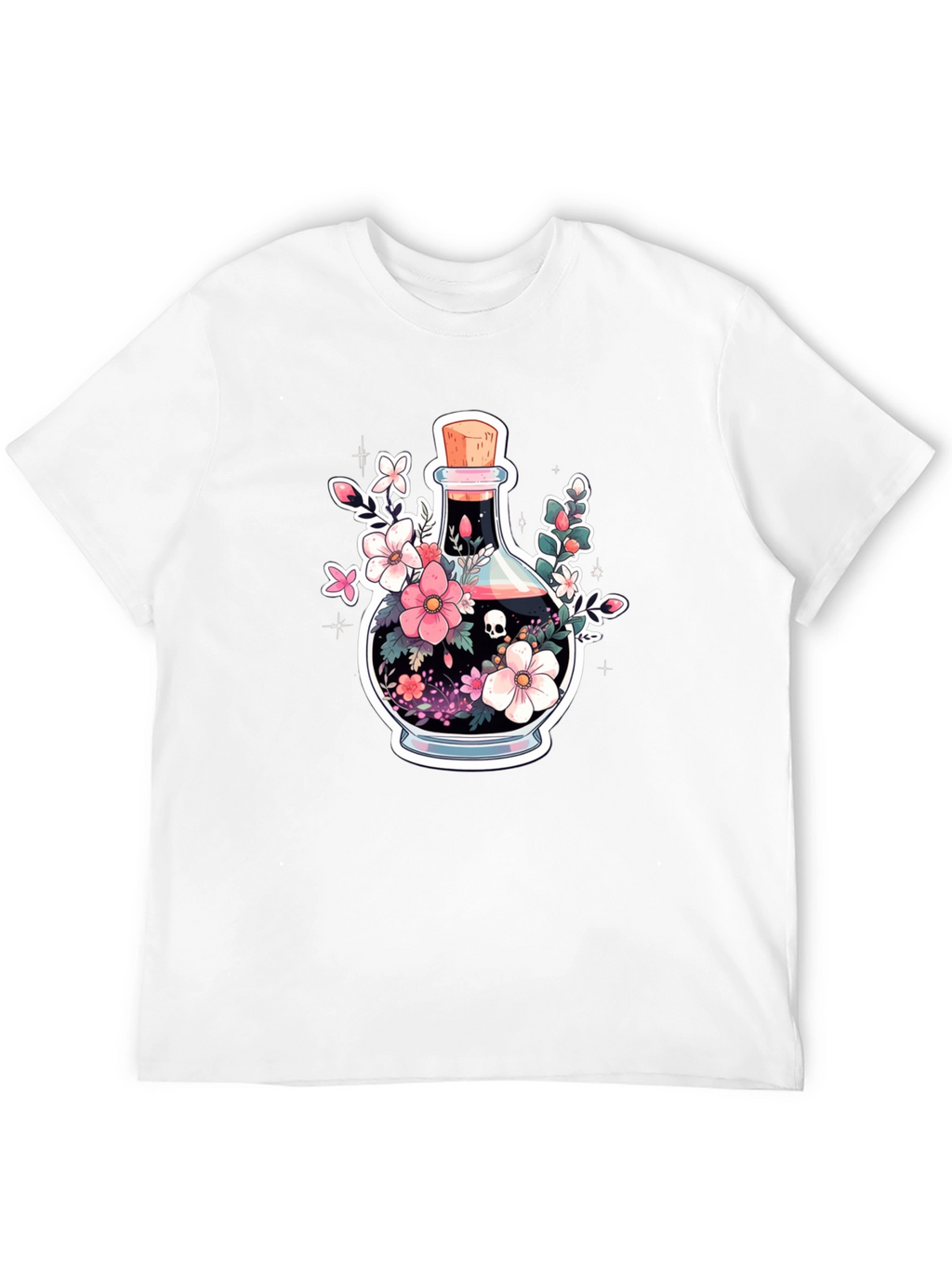 Skull Potion Floral Black T-Shirt