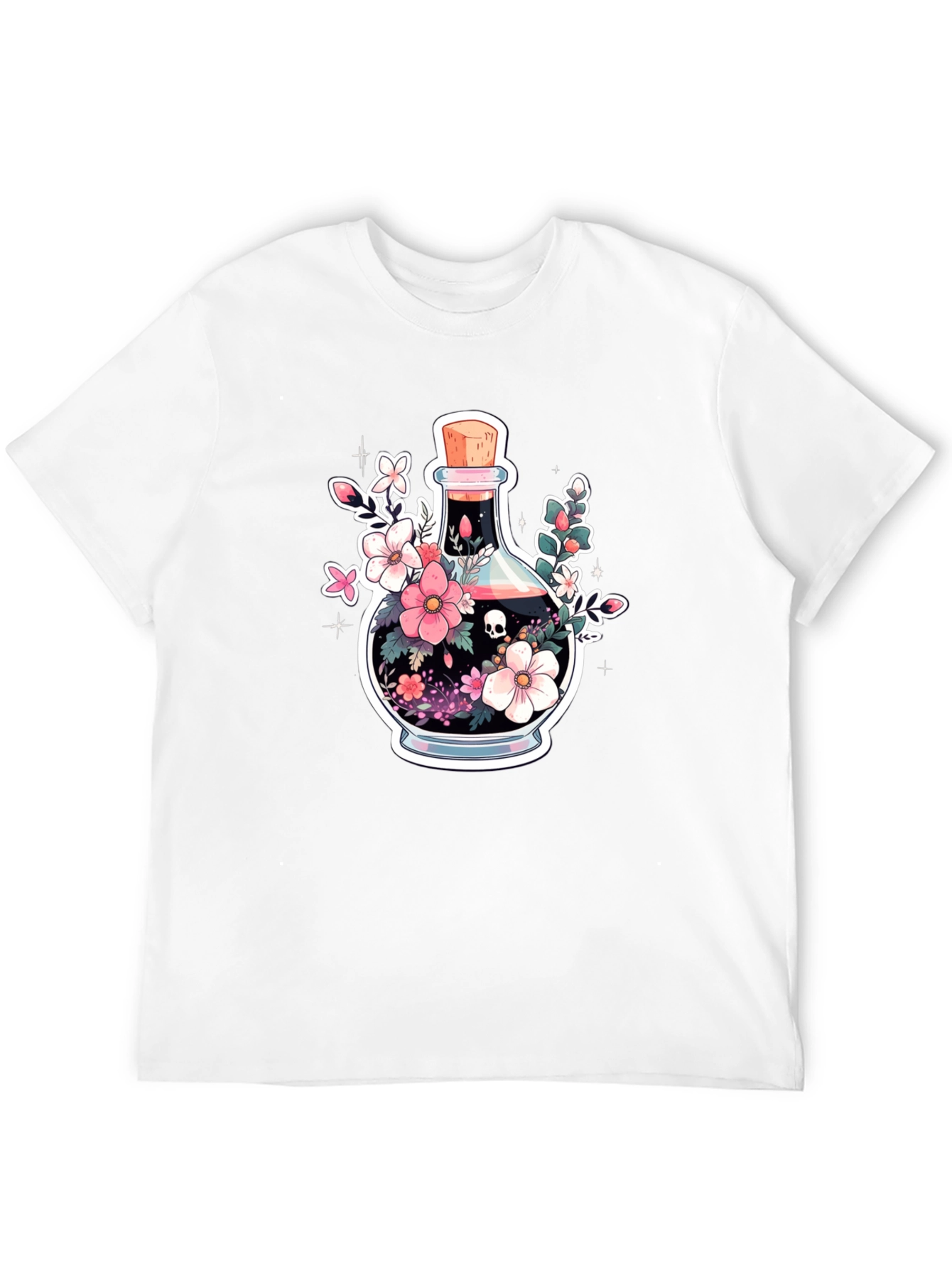Skull Potion Floral Black T-Shirt