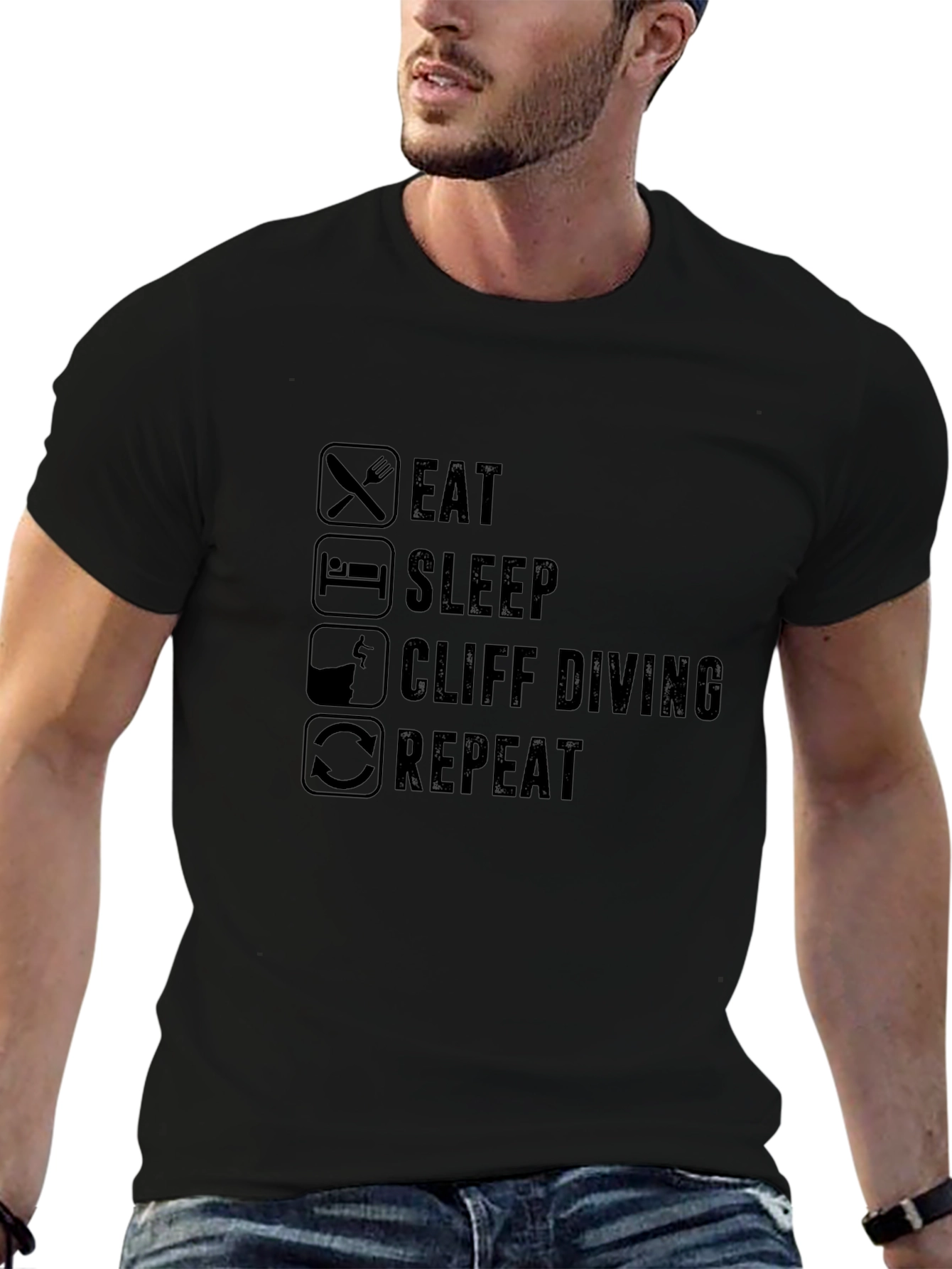 Eat Sleep Cliff Diving Repeat Graphic T-Shirt