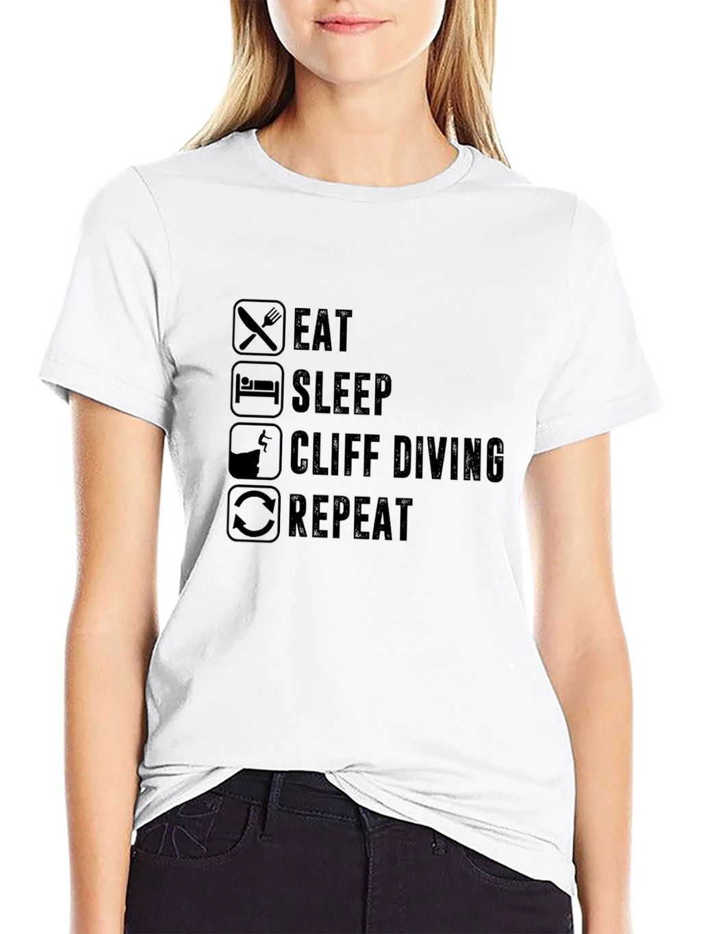 Eat Sleep Cliff Diving Repeat Graphic T-Shirt