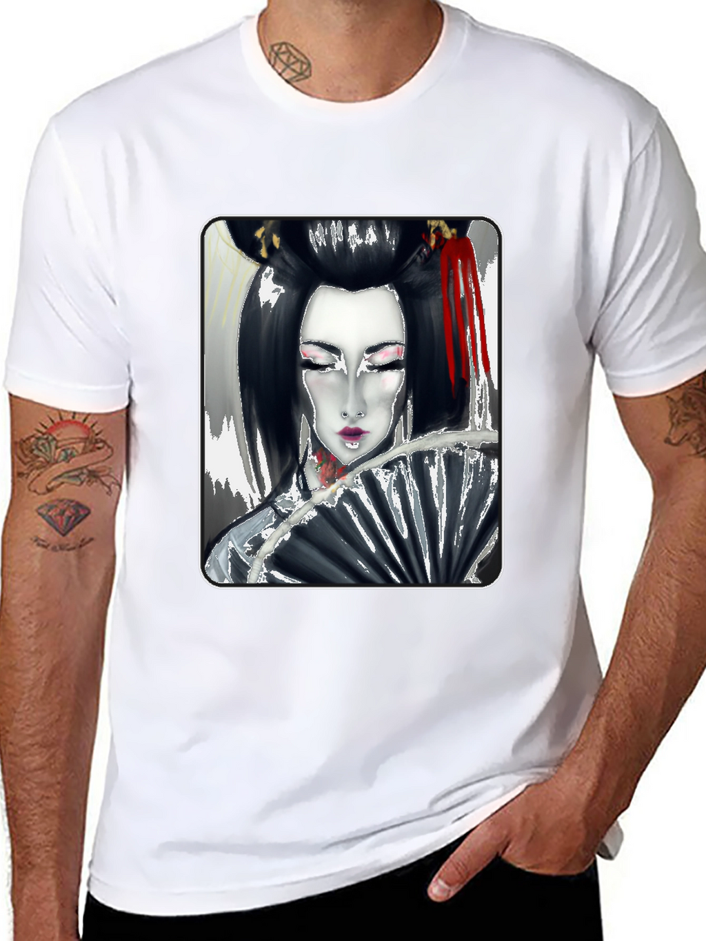 Geisha Graphic Tee - Artistic Print T-Shirt
