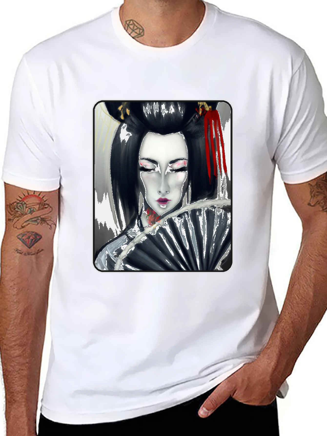 Geisha Graphic Tee - Artistic Print T-Shirt