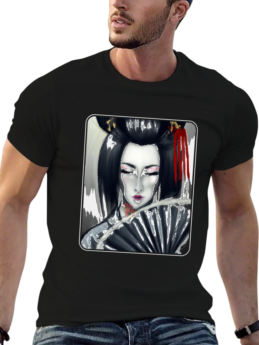 Geisha Graphic Tee - Artistic Print T-Shirt