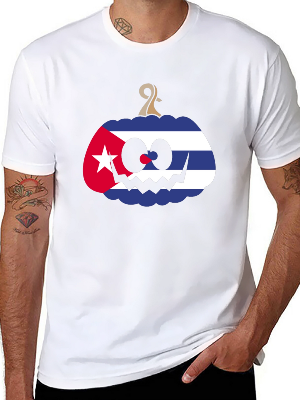 Cuban Flag Pumpkin Halloween T-Shirt