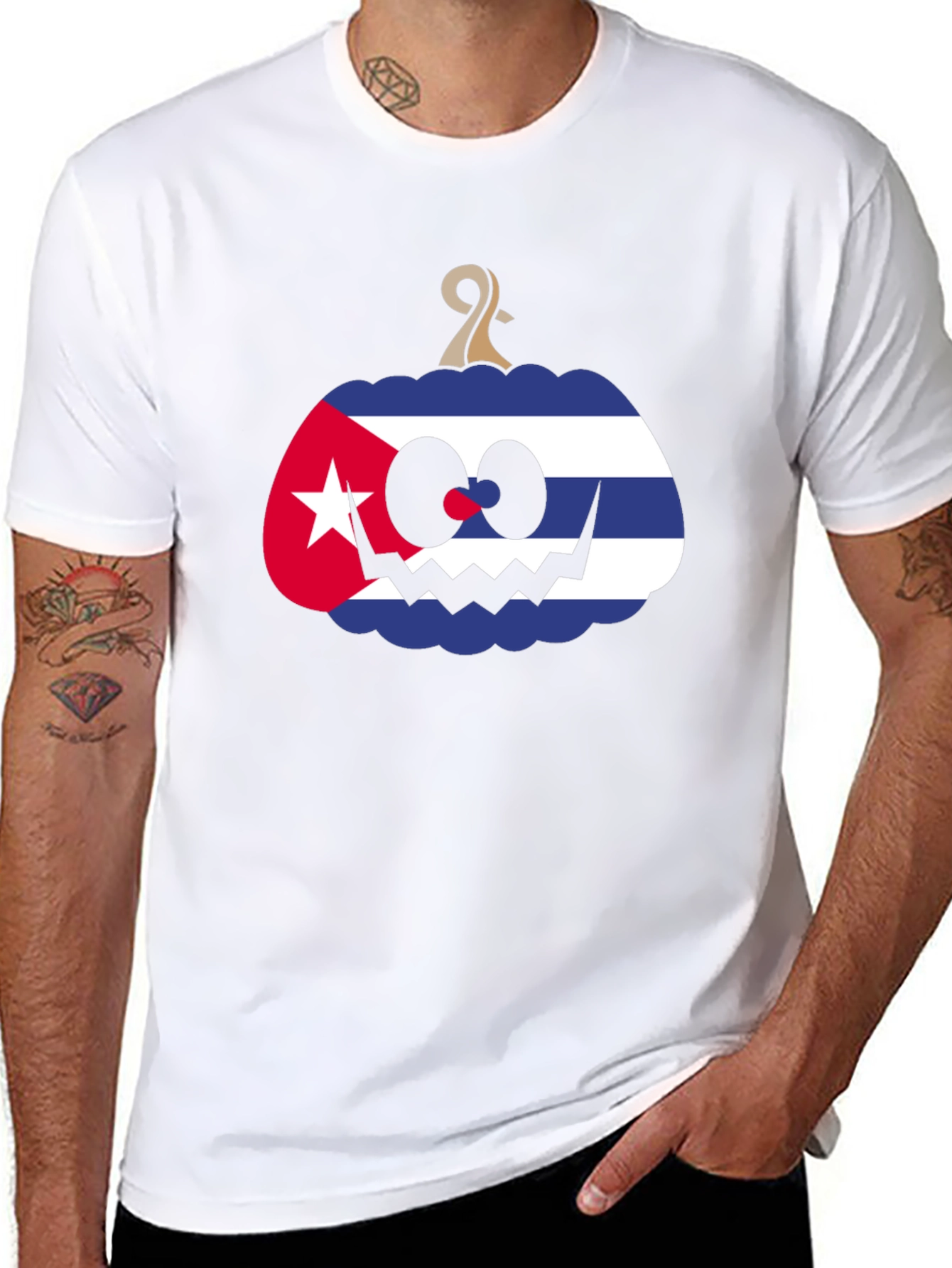 Cuban Flag Pumpkin Halloween T-Shirt