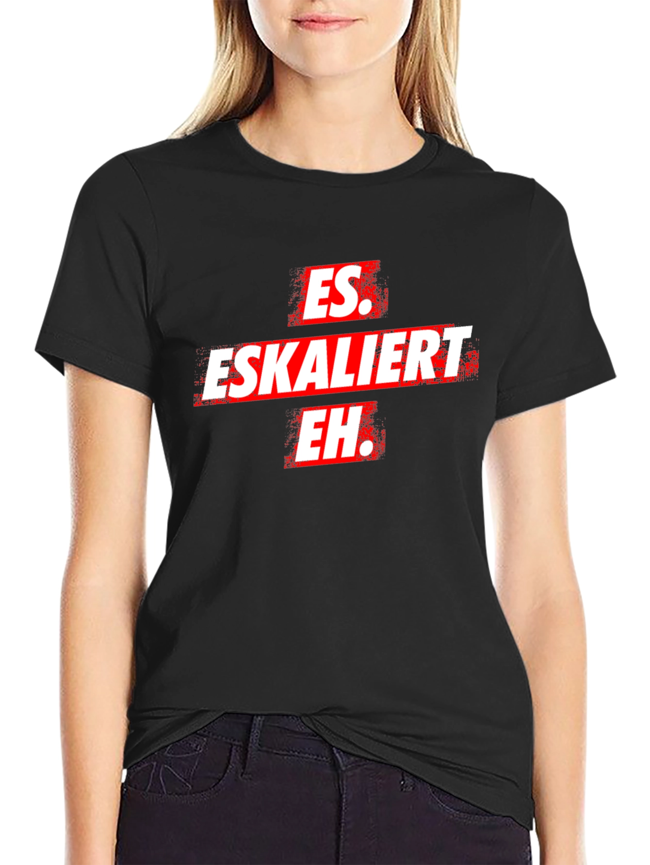 Es Eskaliert Eh T-Shirt -  Black Novelty Tee