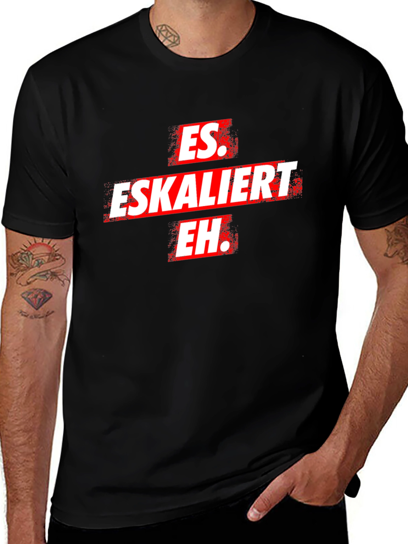 Es Eskaliert Eh T-Shirt -  Black Novelty Tee