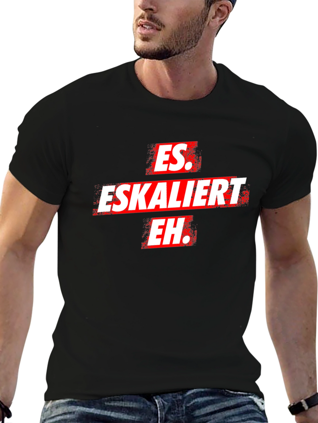 Es Eskaliert Eh T-Shirt -  Black Novelty Tee