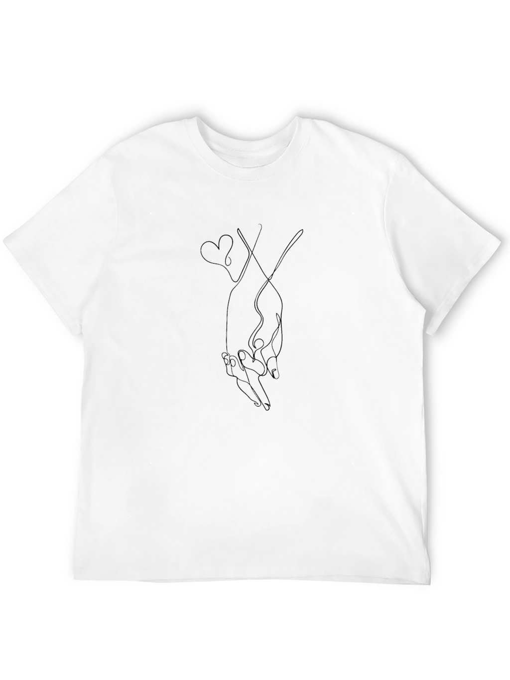 Minimalist Holding Hands Heart Line Art T-Shirt