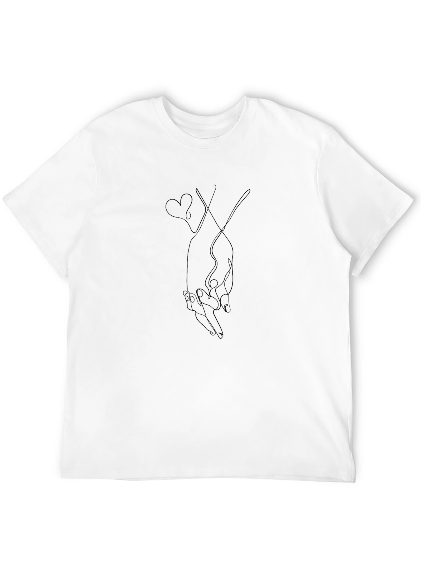 Minimalist Holding Hands Heart Line Art T-Shirt