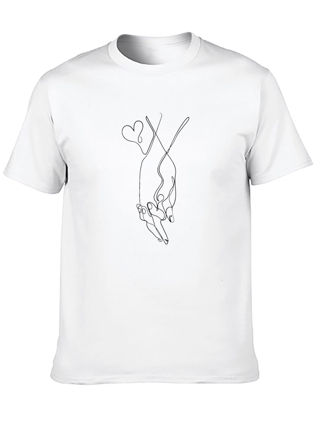 Minimalist Holding Hands Heart Line Art T-Shirt