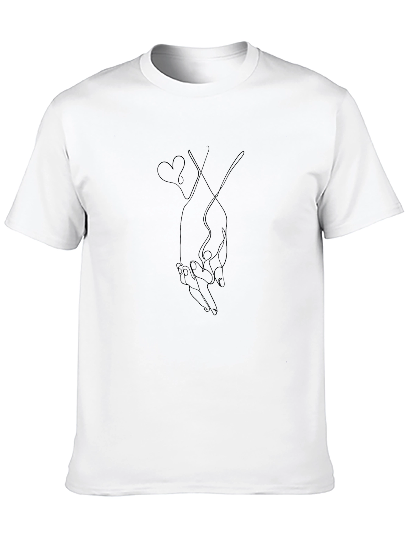 Minimalist Holding Hands Heart Line Art T-Shirt