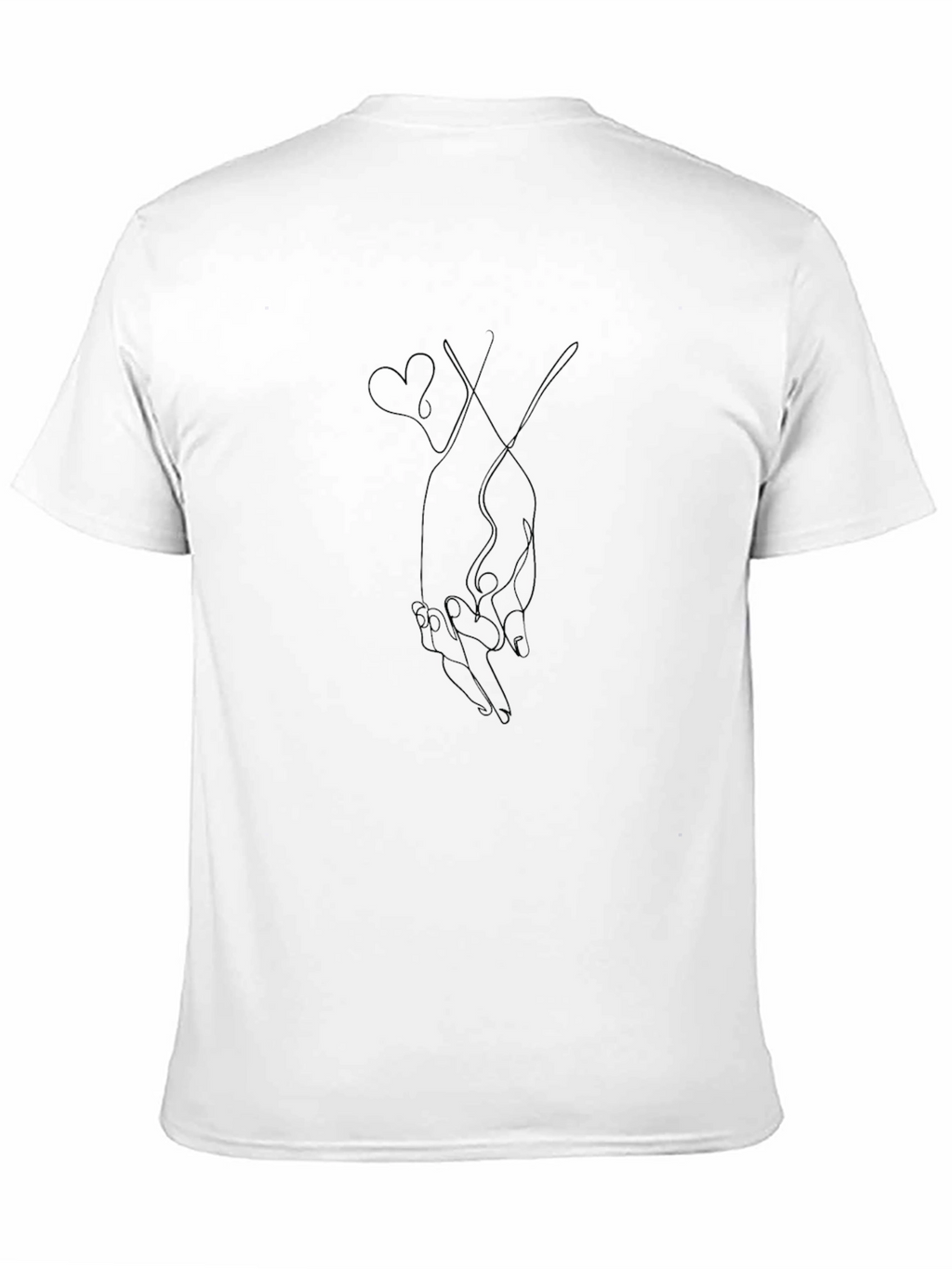 Minimalist Holding Hands Heart Line Art T-Shirt
