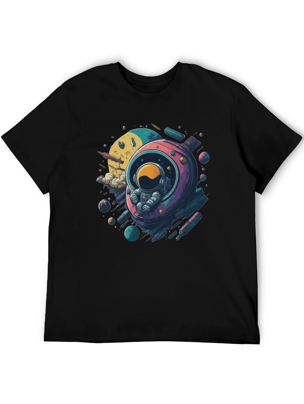 Astronaut in Space Black T-Shirt