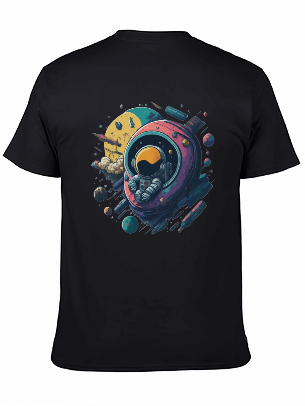 Astronaut in Space Black T-Shirt