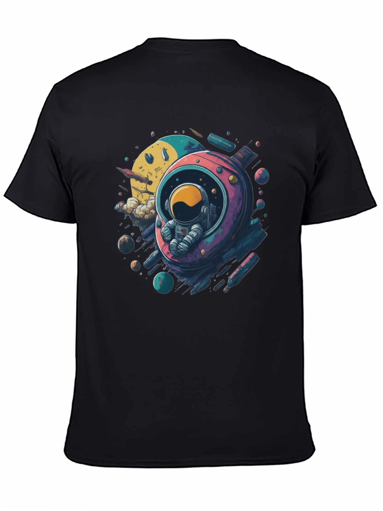 Astronaut in Space Black T-Shirt