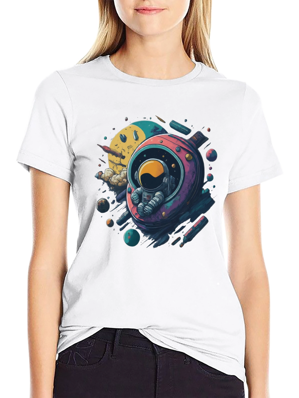 Astronaut in Space Black T-Shirt