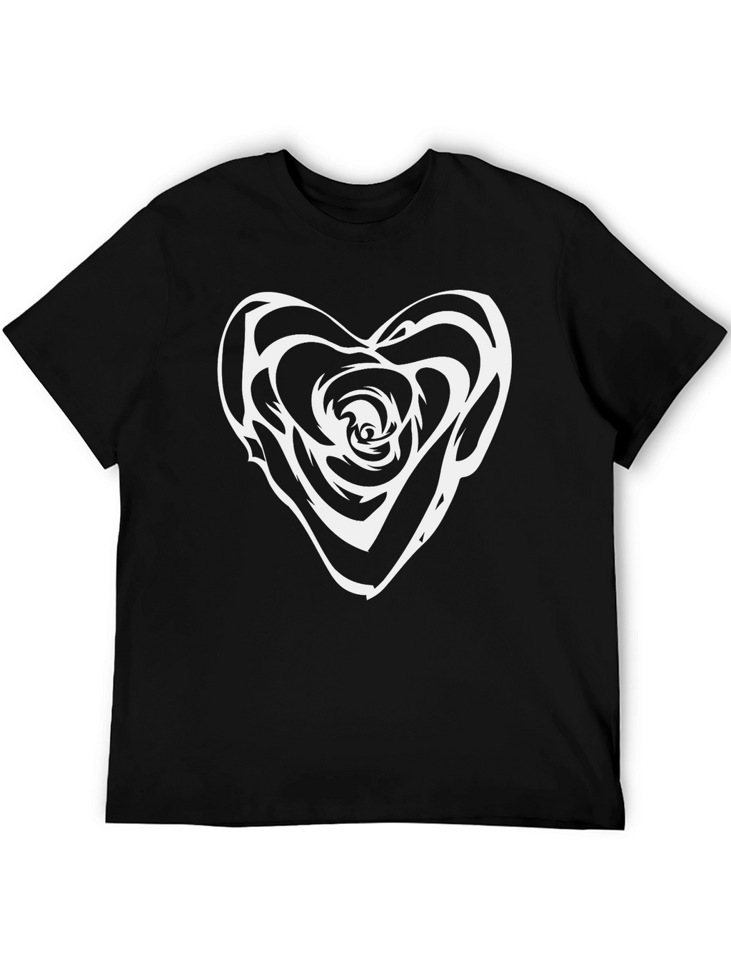 Heart Rose Graphic Tee - Stylish Black T-Shirt