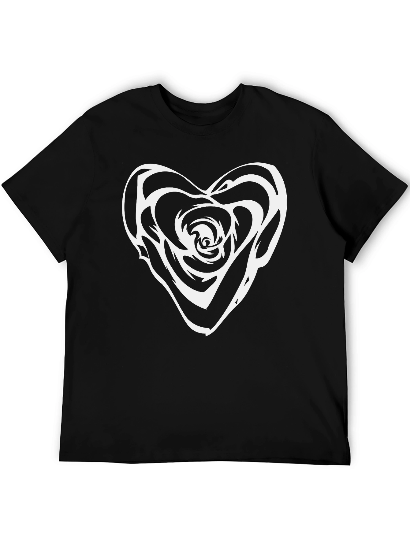 Heart Rose Graphic Tee - Stylish Black T-Shirt