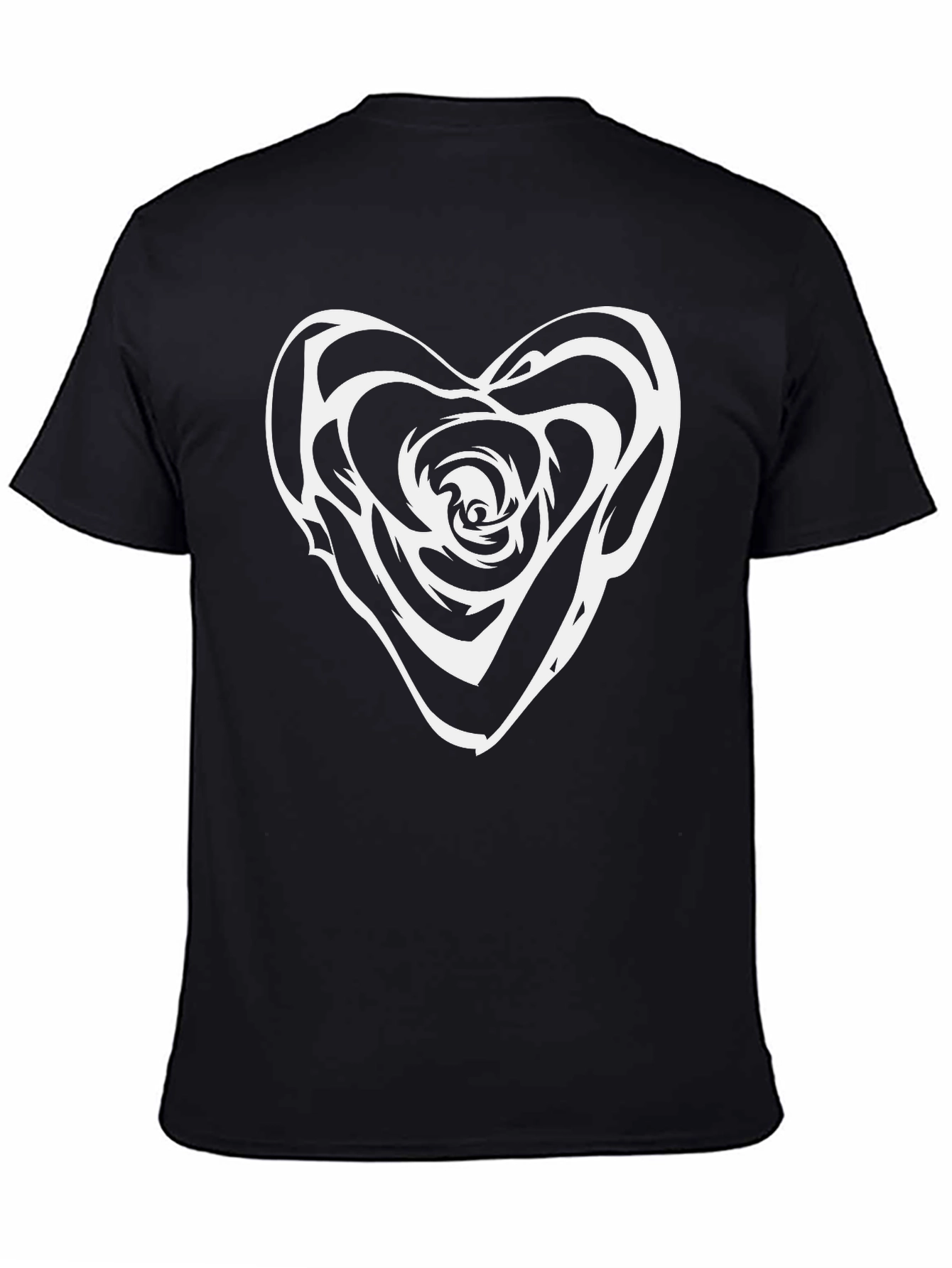 Heart Rose Graphic Tee - Stylish Black T-Shirt