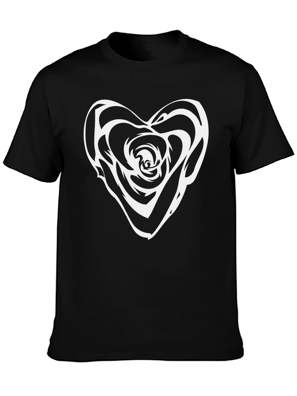 Heart Rose Graphic Tee - Stylish Black T-Shirt