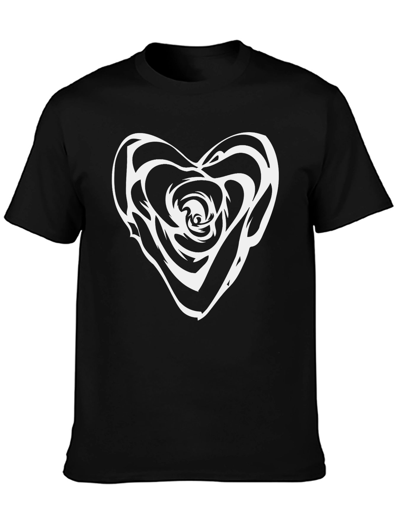 Heart Rose Graphic Tee - Stylish Black T-Shirt