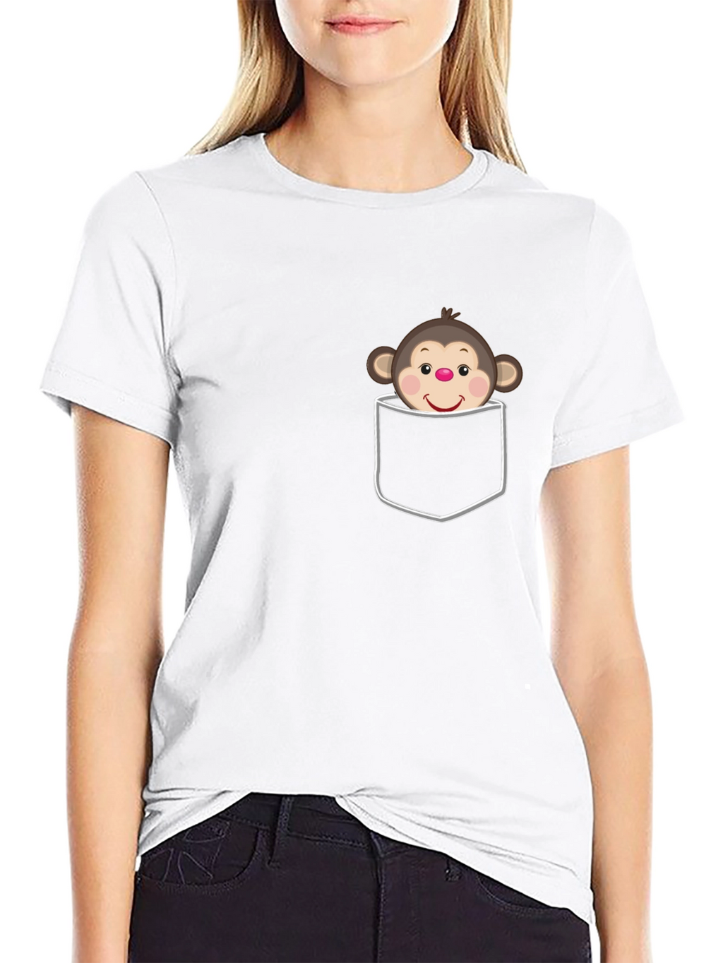 Monkey in Pocket Graphic T-Shirt - Fun Casual Wear