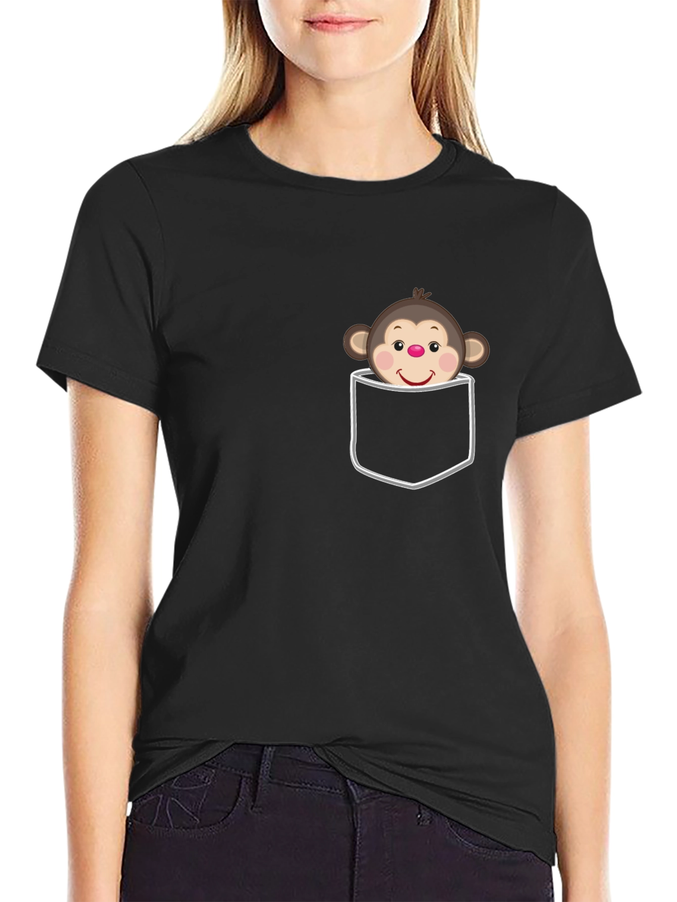 Monkey in Pocket Graphic T-Shirt - Fun Casual Wear
