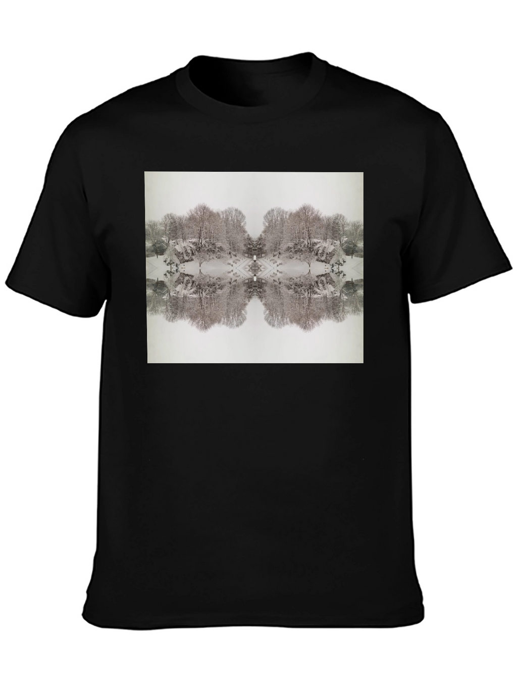 Mirrored Winter Scene Black Tee